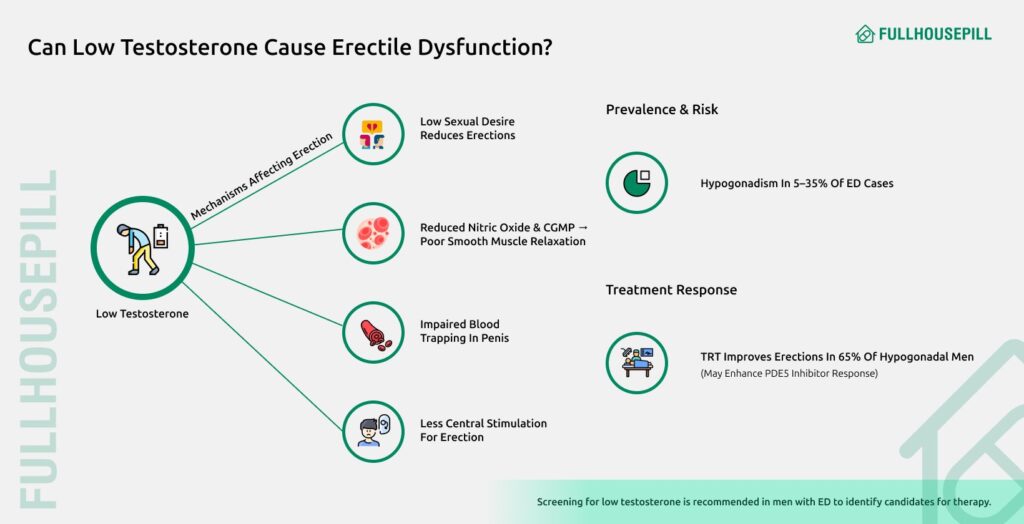 Testosterone and ED, Causes ,treatment and best testosterone 2 Can Low Testosterone Cause Erectile Dysfunction